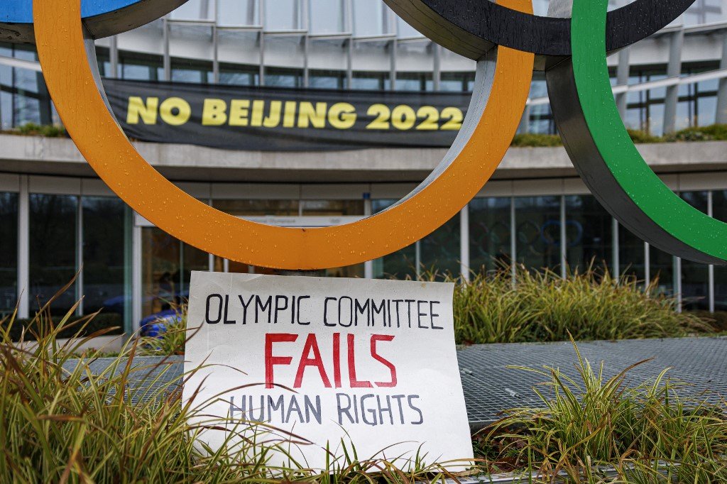 Gambar diambil Disember lalu di hadapan pintu masuk ibu pejabat IOC (Majlis Olimpik Antarabangsa). Gambar: Valentin Flauraud, AFP