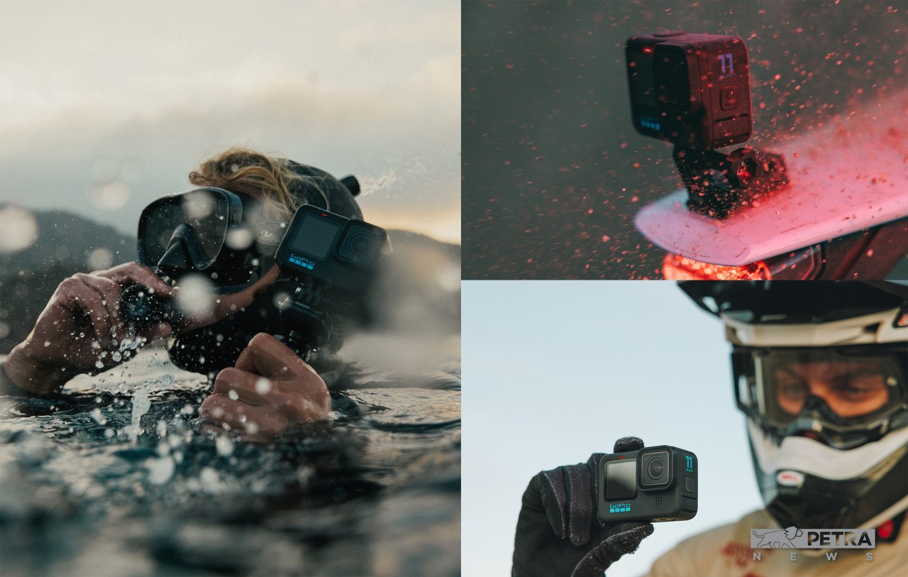Bersaiz kompak, GoPro Hero11 mampu digunakan dalam pelbagai keadaan termasuk 10 meter di dalam air tanpa bekas kalis air. – Gambar GoPro