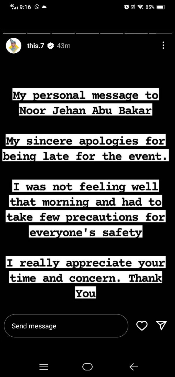 Gambar tangkap layar ihsan Instagram Tengku Hassanal Ibrahim Alam Shah.