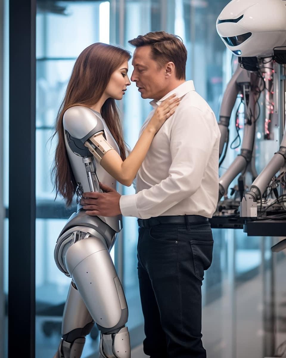 Musk dirakamkan bersama robot wanita. gambar X @ Diana Stark dan Tesla.inc
