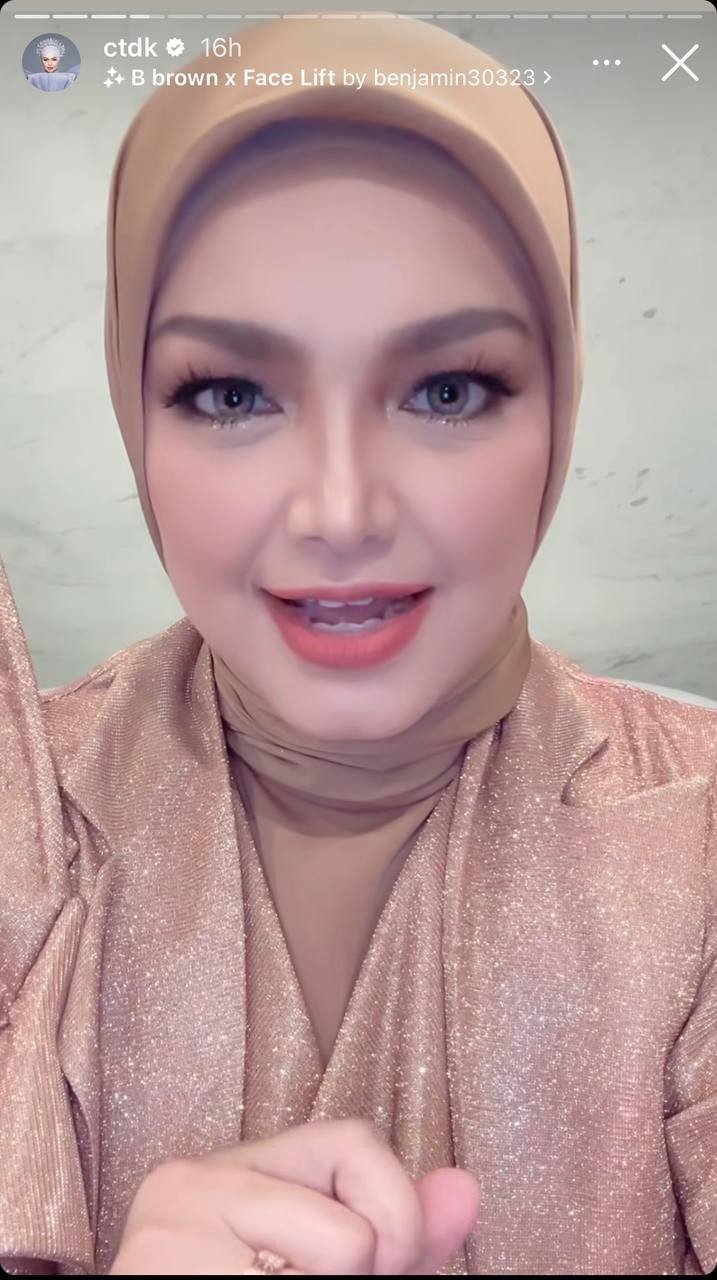 Tangkap layar Instastory Siti Nurhaliza. - gambar Izwan Ramlan