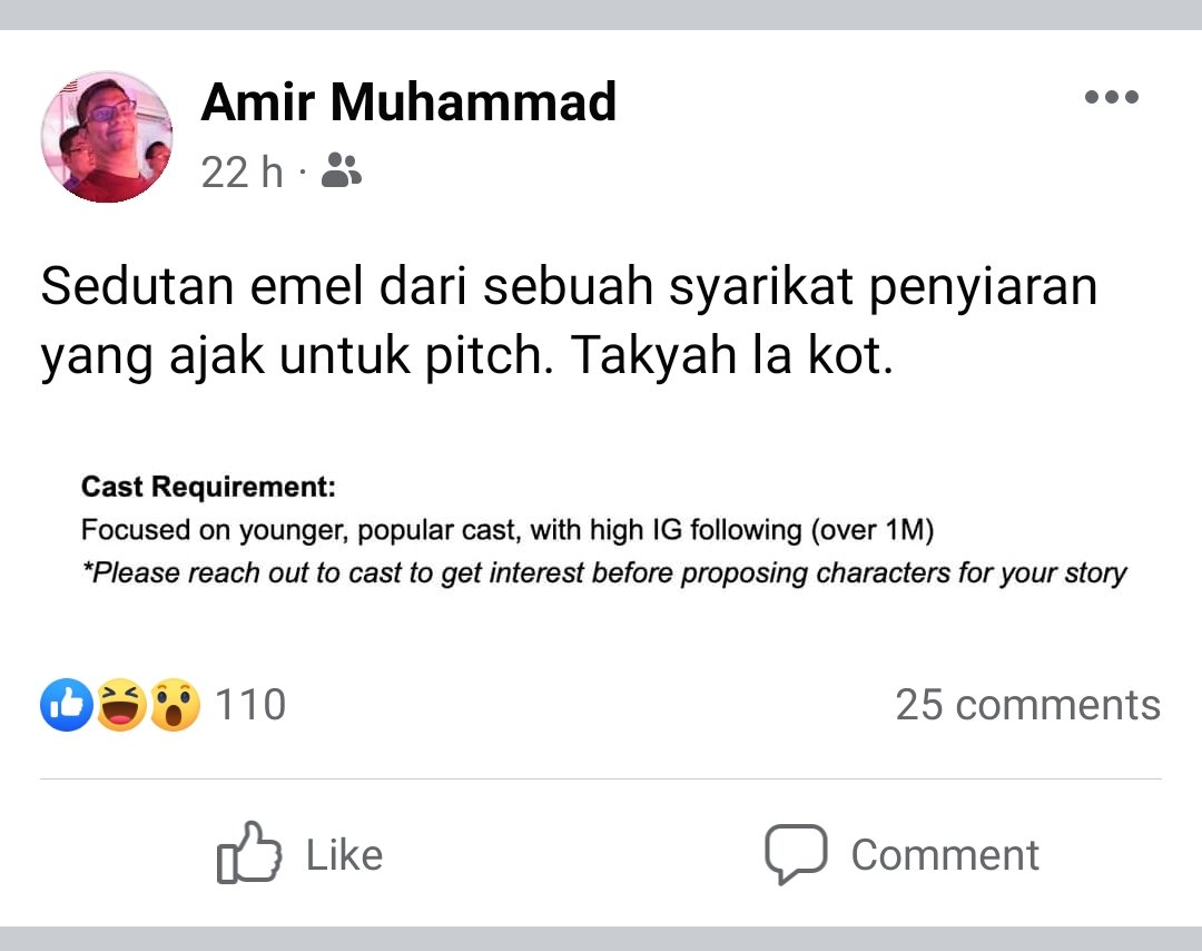 Tangkapan layar laman Facebook Amir Muhammad
