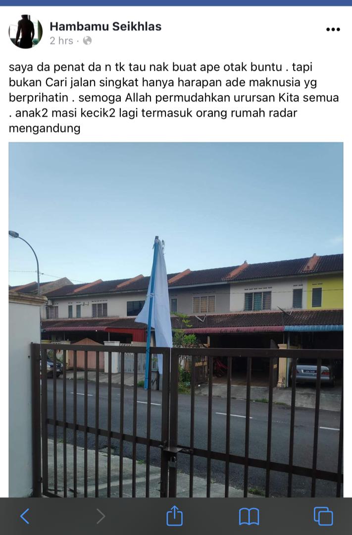 Kempen kibar bendera putih diwujudkan bagi membantu golongan yang memerlukan. - Gambar dari Twitter