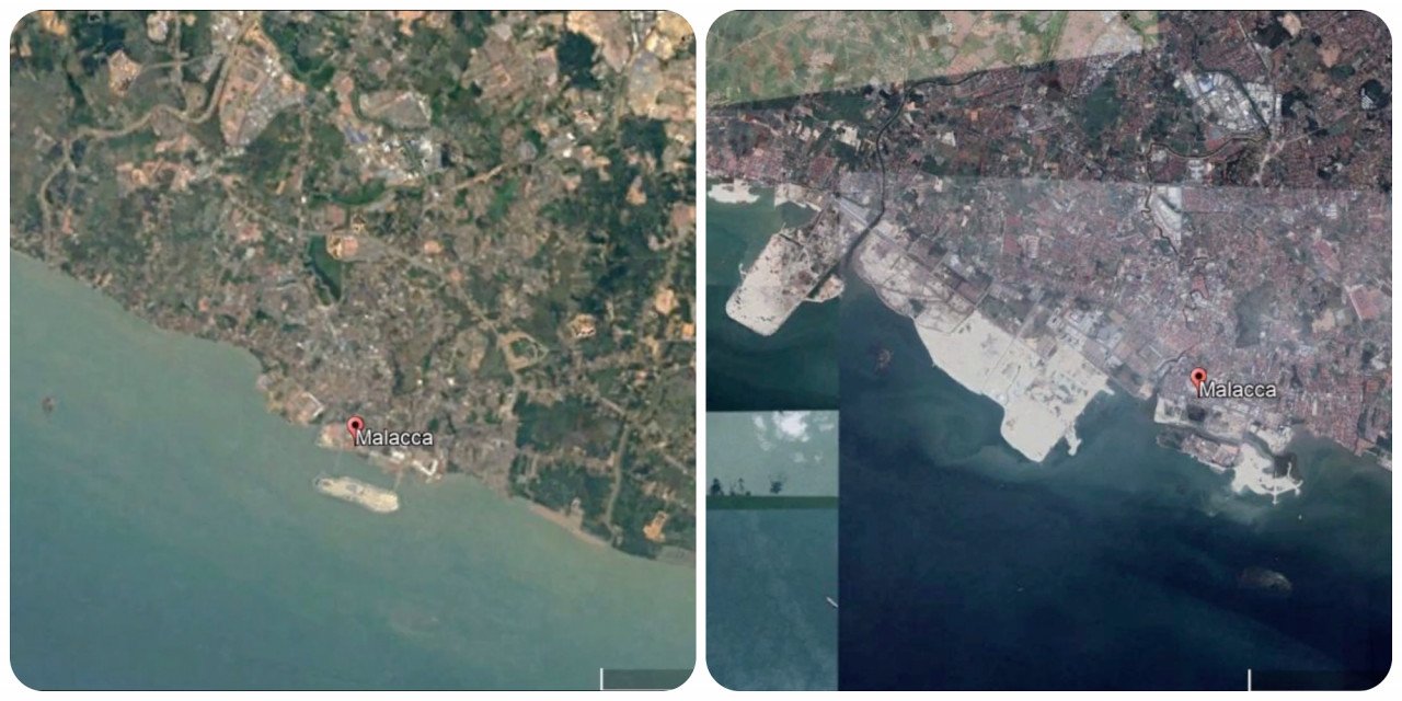 Penambakan Selat Melaka berdasarkan gambar yang dirakamkan menerusi Google Earth