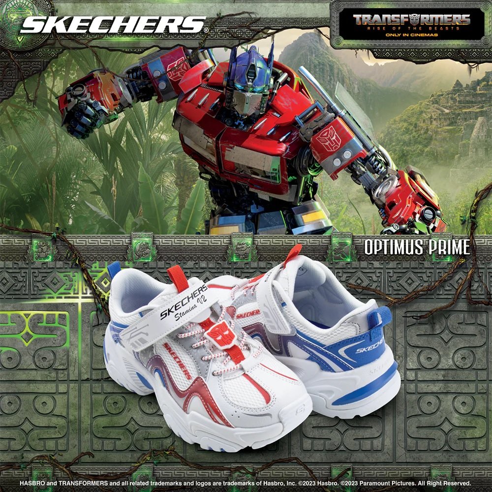 Warna-warna Transformers ini turut diterapkan dalam koleksi kasut Stamina V2 ini. - Gambar Skechers