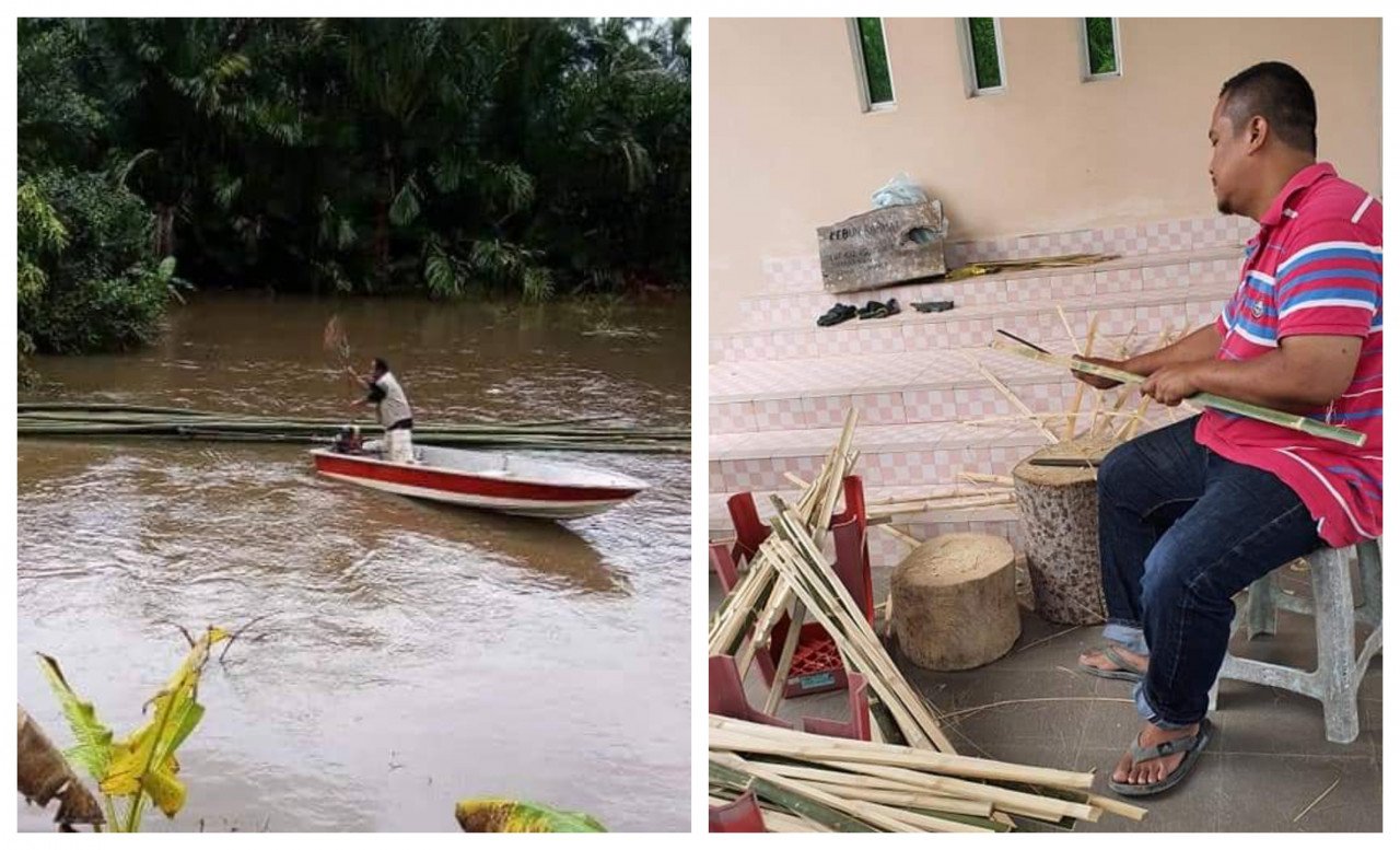 Penduduk kampung membantu perniagaan Zarini dan mengharungi banjir demi mengumpul buluh dan memprosesnya bagi memenuhi permintaan yang semakin meningkat daripada pelanggan.