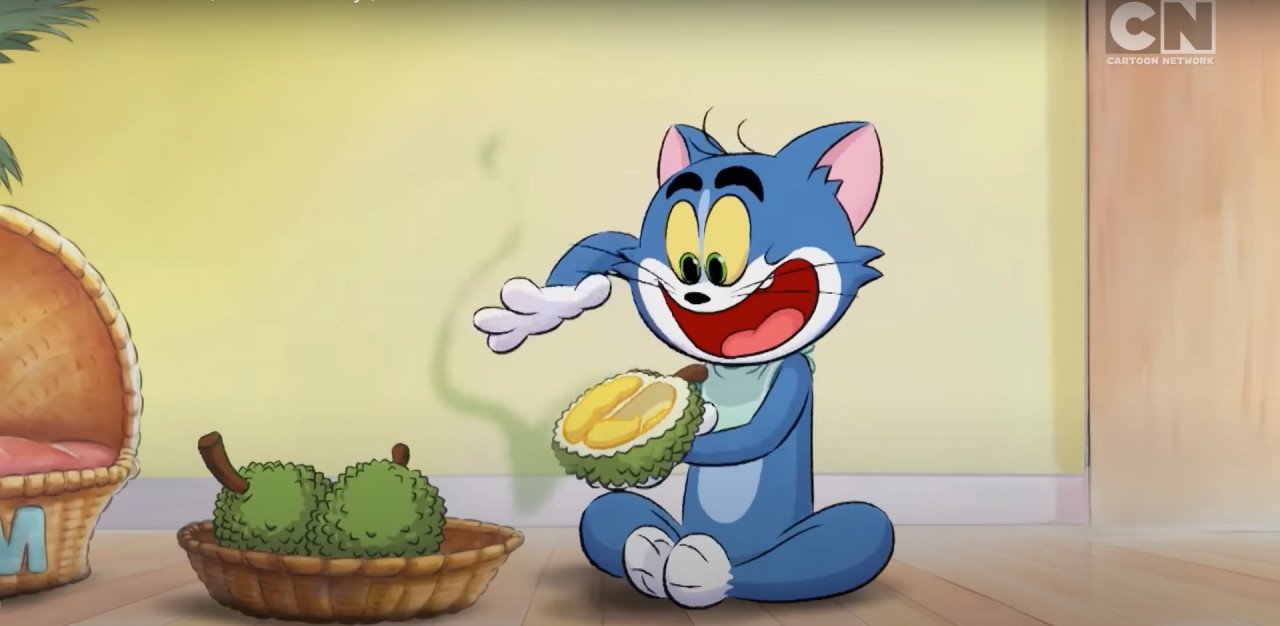 Tom sangat menggemari durian sebaliknya Jerry tidak gemar bahkan tidak dapat menahan bau durian