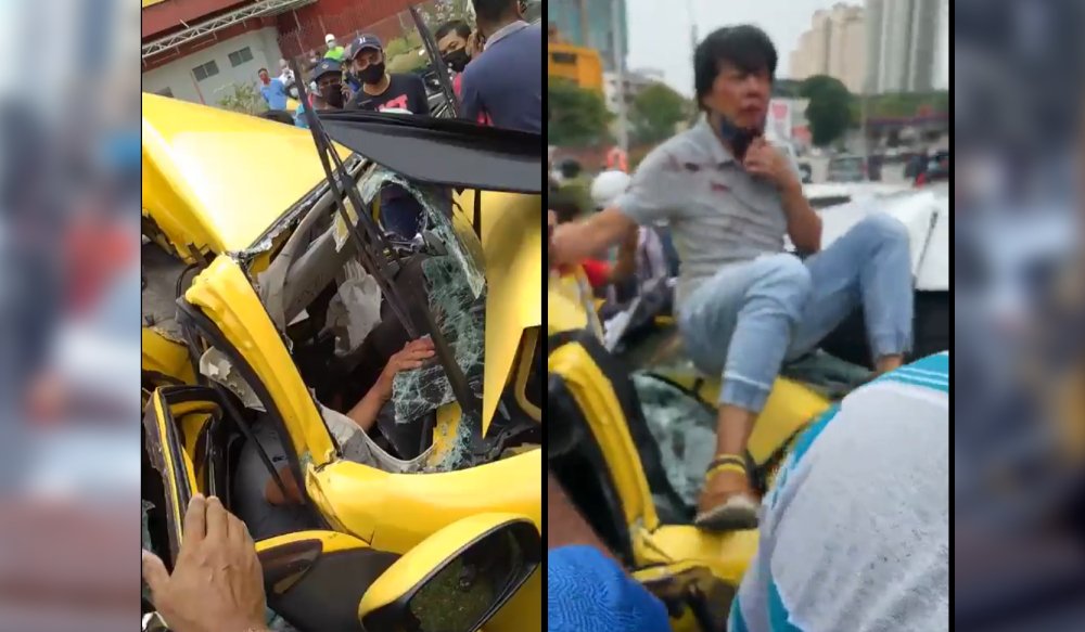 Seorang pemandu mengalami kecederaan dalam kemalangan di Jalan Ipoh, melibatkan enam kenderaan. - Gambar dari media sosial